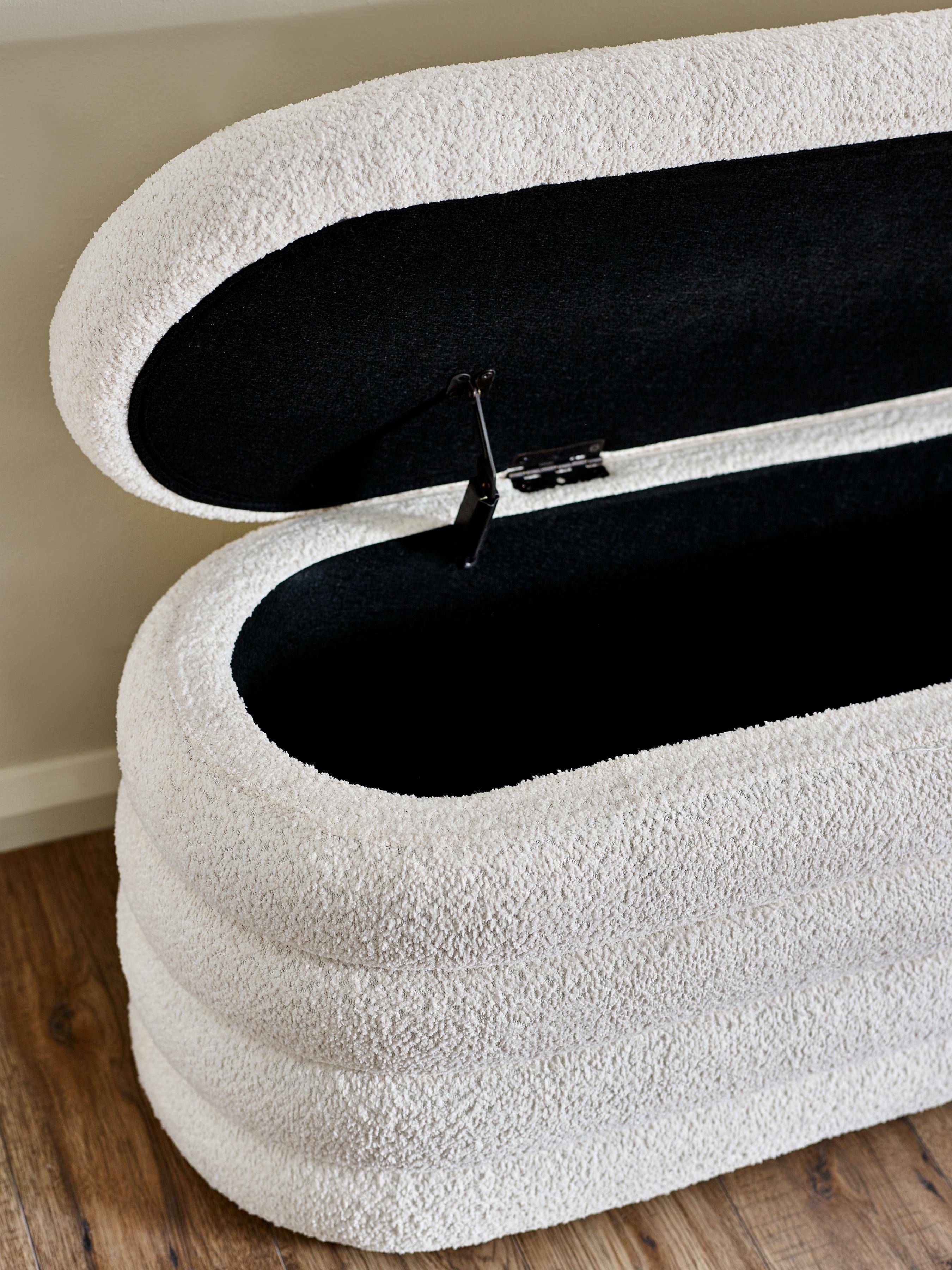 Alana Ivory Boucle Ottoman Storage Bench